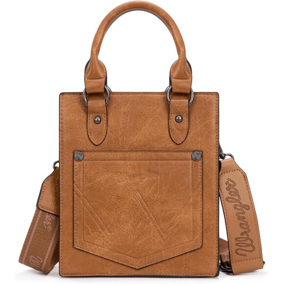 Wrangler Angel Light Brown Embossed Crossbody Purse with Fringe and Floral Carvi - Picture 5 of 6